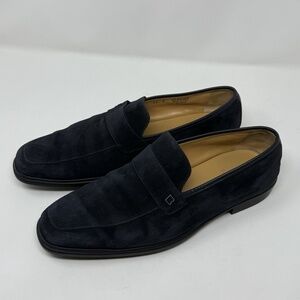 Bally Century Men's Navy Blue Suede Leather Loafers Mens US 11 Designer Preppy